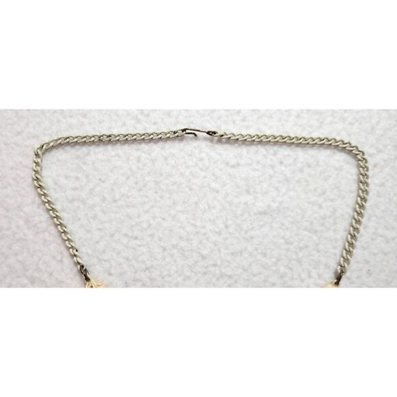 Antique 20s 30s Carved Celluloid Cream Necklace Rhinestones Carved Ornate Lacy - Picture 6 of 7